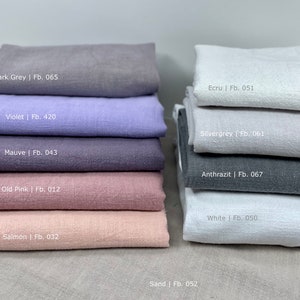 Leinen Stoff Stonewashed Fabric Flachs Grau Natur Taupe Rosa Pastell Reinleinen Vorhang Tischdecke Bettwäsche Schürze nähen Bild 2