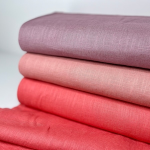 Linen Fabric Linen Washed Sold by the Meter Pastel Coral Mallow Pink Orange