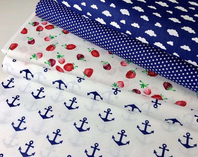 Cotton Fabric Cotton Fabric Dots Anchor Blue