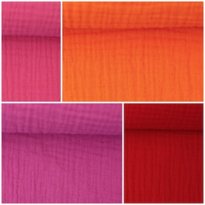 Muslin Double Gauze Cotton Fabric Muslin Children&#39;s Dress Cloth Sewing Fuchsia Pink Red Orange