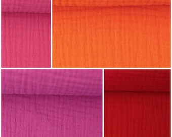 Muslin Double Gauze Cotton Fabric Muslin Children&#39;s Dress Cloth Sewing Fuchsia Pink Red Orange