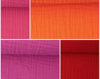 Musselin Double Gauze Baumwolle Stoff Muslin Kinder Kleid Tuch nähen Fuchsia Pink Rot Orange