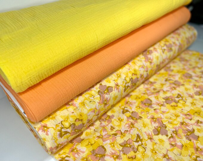 Muslin Double Gauze Cotton Fabric Muslin Yellow Orange Peach Apricot Pastel Baby Children Dress Cloth Scarf