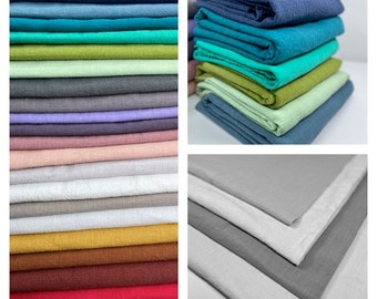 Linen fabric stonewashed by the meter plain color selection washed linen fabric