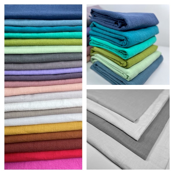 Linen fabric stonewashed by the meter plain color selection washed linen fabric