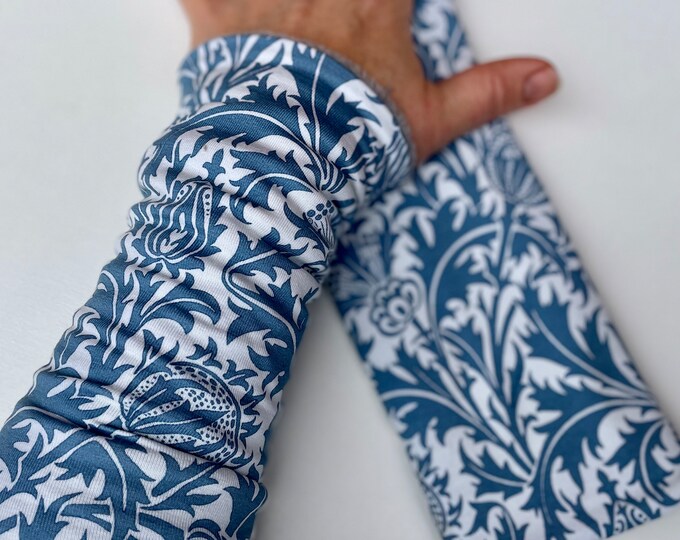 Arm warmers, cuffs, hand warmers, cuffs, arm warmers, blue, grey