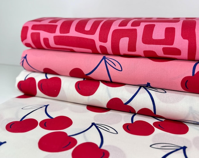 Coated Cotton Cherries Oilcloth Coated Cotton Fabric Tablecloth Pink Blue Pink Stripes Table Cover Bag Fabric Royal Blue Sewing