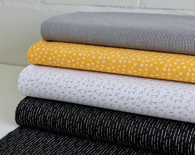 Cotton Fabric Patchwork Yellow Curry Mustard Blue Fabric Cotton