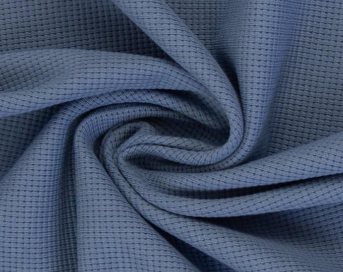 SALE 1 Meter Waffle Jersey Cotton Knit Knitted Waffle Fabric Grey Blue Jeans