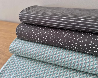 Cotton Gray Triangle Stripe Cotton Fabric Sold by the Meter