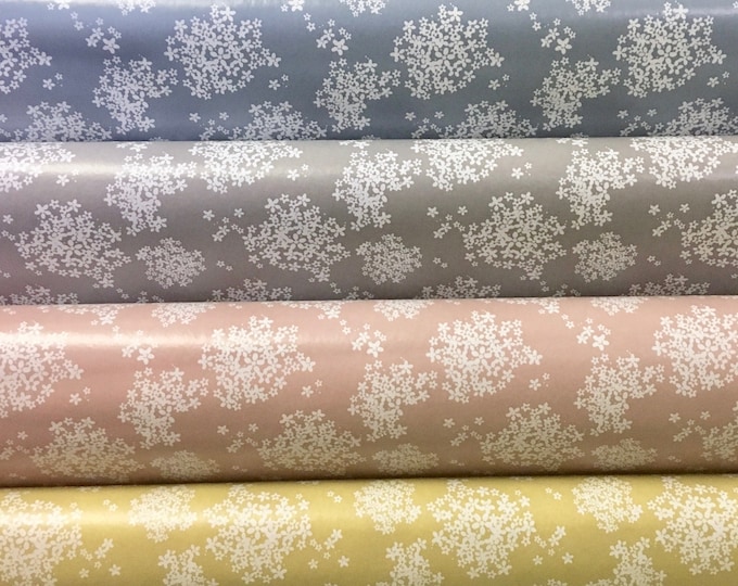 Oilcloth tablecloth elderberry grey pink yellow garden tablecloth vinyl oilcloth wax fabric garden flowers