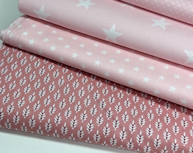 SALE 1m Cotton Fabric Patchwork Dots Stars Sold by the Meter