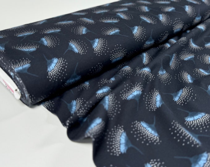 SALE 90 cm Jersey Cotton Blue Navy Flowers Stenzo Elastane