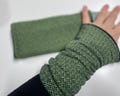 Arm warmers, wrist warmers, muffs, knitted, green, dark, ornament, blue, fleece, winter, lined