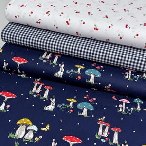 SALE 1m Baumwolle Stoff Fliegenpilz Patchwork Fabric Cotton