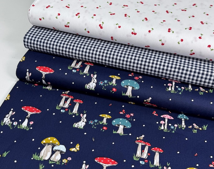 SALE 1 m Cotton Fabric Fly Agaric Patchwork Fabric Cotton