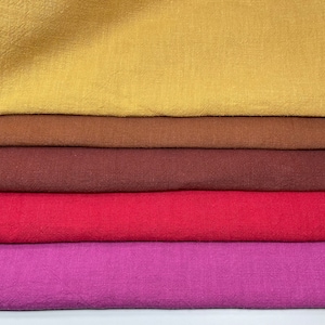 Linen fabric stonewashed by the meter plain color selection linen fabric washed ramie fuchsia pink purple gray