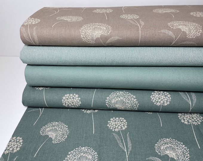Decorative fabric canvas bag fabric cotton sold by the meter green beige brown flowers taupe leaves
