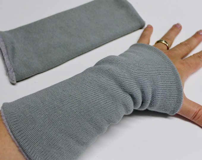 Armwarmers Cuffs Wristwarmers Muff Knit Grey Fleece Winter Lined Cuffs Arm warmers