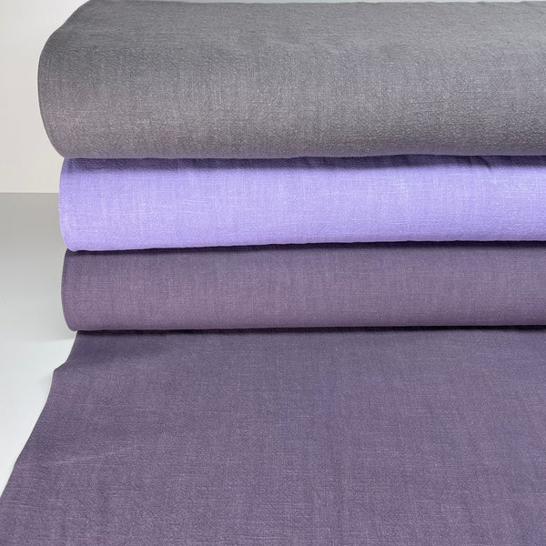 Tissu de lin tissu de lin lavé à la pierre violet gris Mauve lilas serviette literie rideau oreiller robe lavée