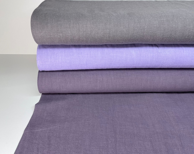 Linen Fabric Stonewashed Linen Fabric Purple Grey Mauve Lilac Napkin Bedding Curtain Pillow Dress Washed