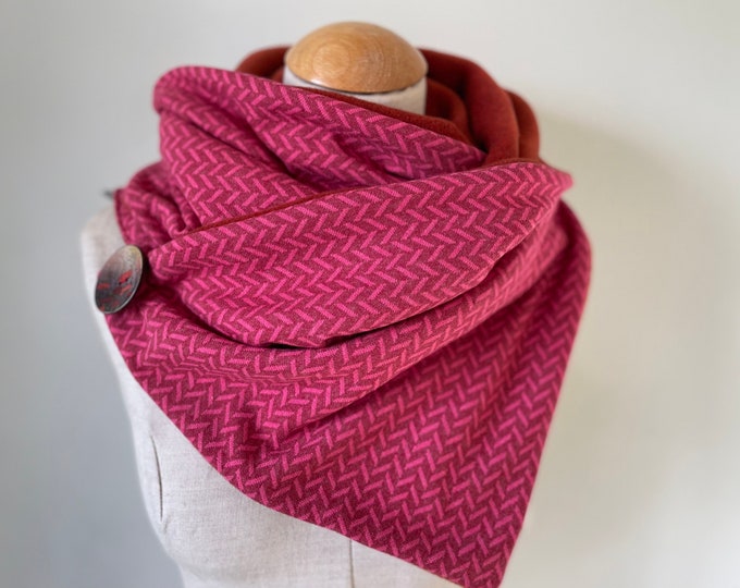 Wrap Scarf Triangular Scarf Button Scarf Herringbone