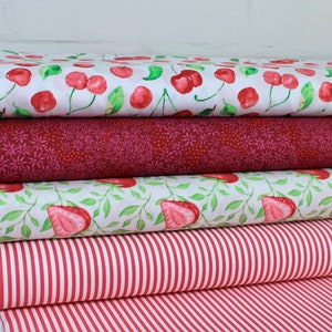 Cotton Fabric Summer Patchwork Cherries Strawberries Fabric Cotton