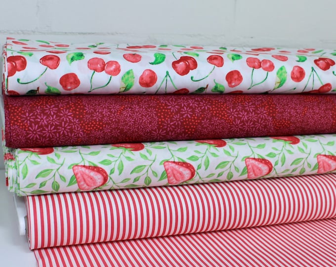 Cotton Fabric Summer Patchwork Cherries Strawberries Fabric Cotton