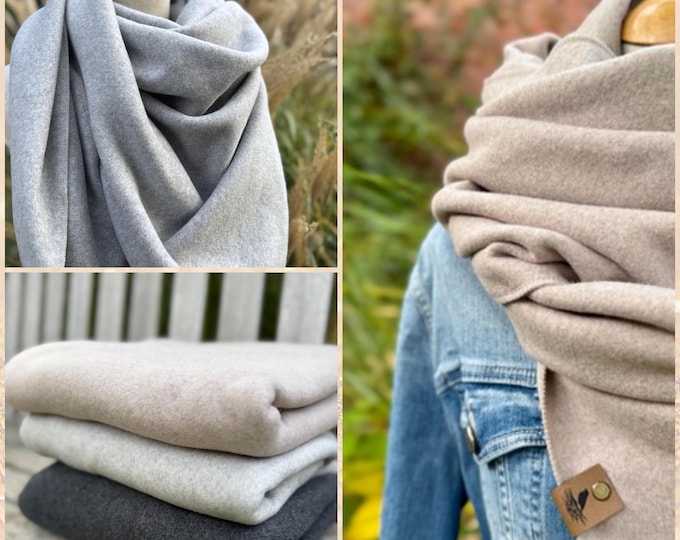 Oranic Cotton Scarf Triangle Cozy Winter Gray Handmade