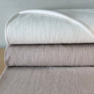 Linen Fabric Stonewashed Natural Beige White Taupe image 5