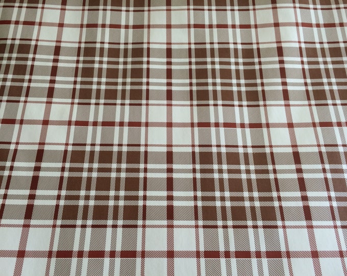 SALE 1 Meter Oilcloth Check Tablecloth Sold by the Meter Checked Garden Beige