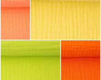 Muslin Double Gauze Cotton Fabric Muslin Orange Apricot Peach Fuzz Yellow Pastel Kiwi Neon