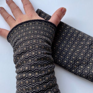 NEW Jersey - arm warmers GOLD cuffs accessories wrist warmers muffs cuffs arm warmers black gold glitter women's business sparkle
