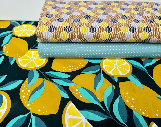 Coated Cotton Oilcloth Coated Cotton Fabric Tablecloth Lemon Orange Dots Green Reed Yellow Black Turquoise Summer Garden