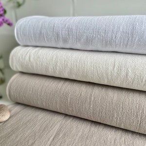 Linen Fabric Stonewashed Natural Beige White Taupe