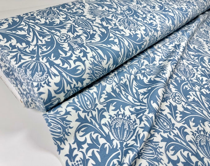 SALE 1 Meter Jersey Cotton Blue Navy Flowers Elastane