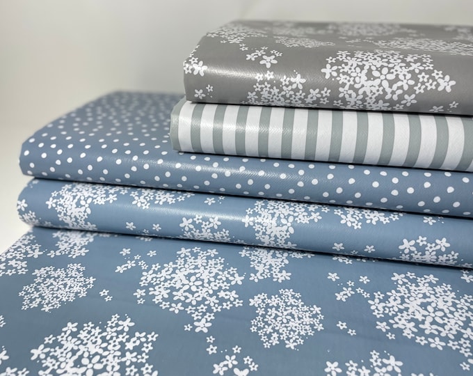 Oilcloth dots triangle graphic tablecloth Scandinavian PVC vinyl pastel subtle sold by the meter