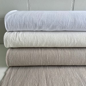 Tissu Lin Stonewashé Naturel Beige Blanc Taupe image 8