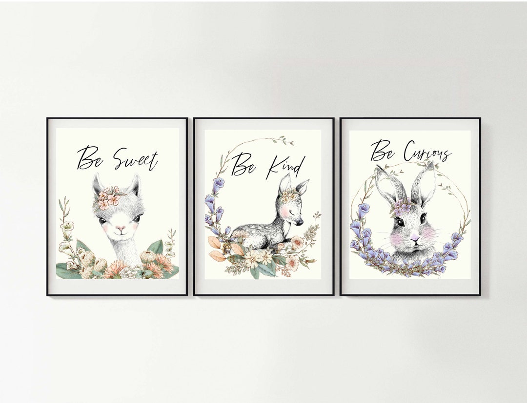 Set of 3 Nursery Digital Printable Art, Nursery Decor, Animal Prints ...
