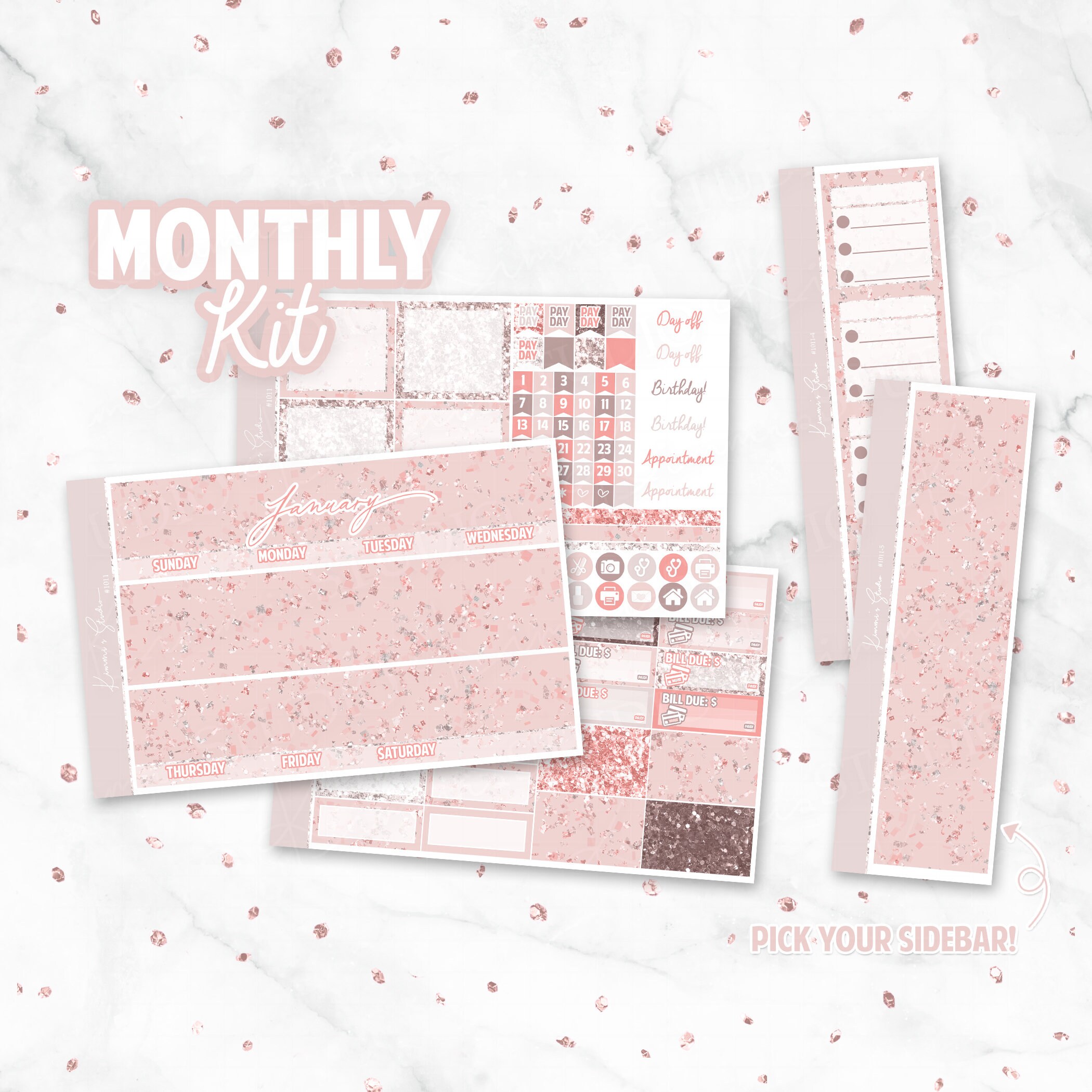 Paper &amp; Party Supplies Calendars &amp; Planners Paper A5-Wide Winter Snow EC Monthly View kit 1009 ...