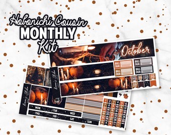 October "Witchy" Hobonichi COUSIN Monthly Overview Kit, Planner Stickers Hobo Cousin Halloween Witch Gothic [1923-F]