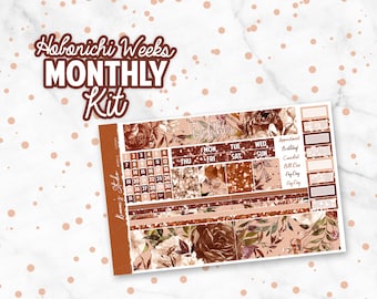 October "Garden" Hobonichi WEEKS Monthly Overview Kit, Fall Floral, Planner Sticker kit for Hobo Weeks [1935-C]