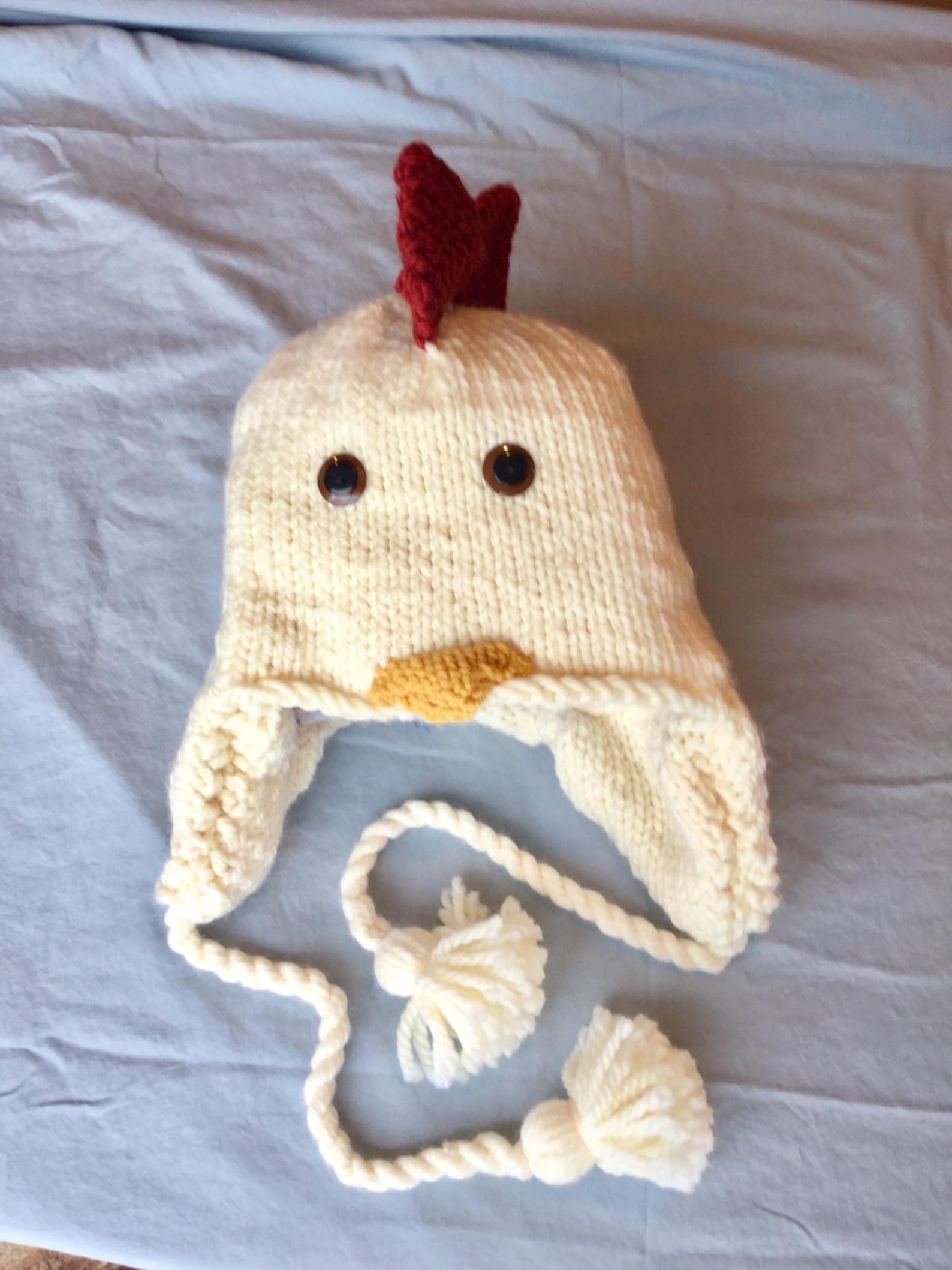 Hand Knit Chicken Hat With Tassels and Ear Flaps Kids and Etsy