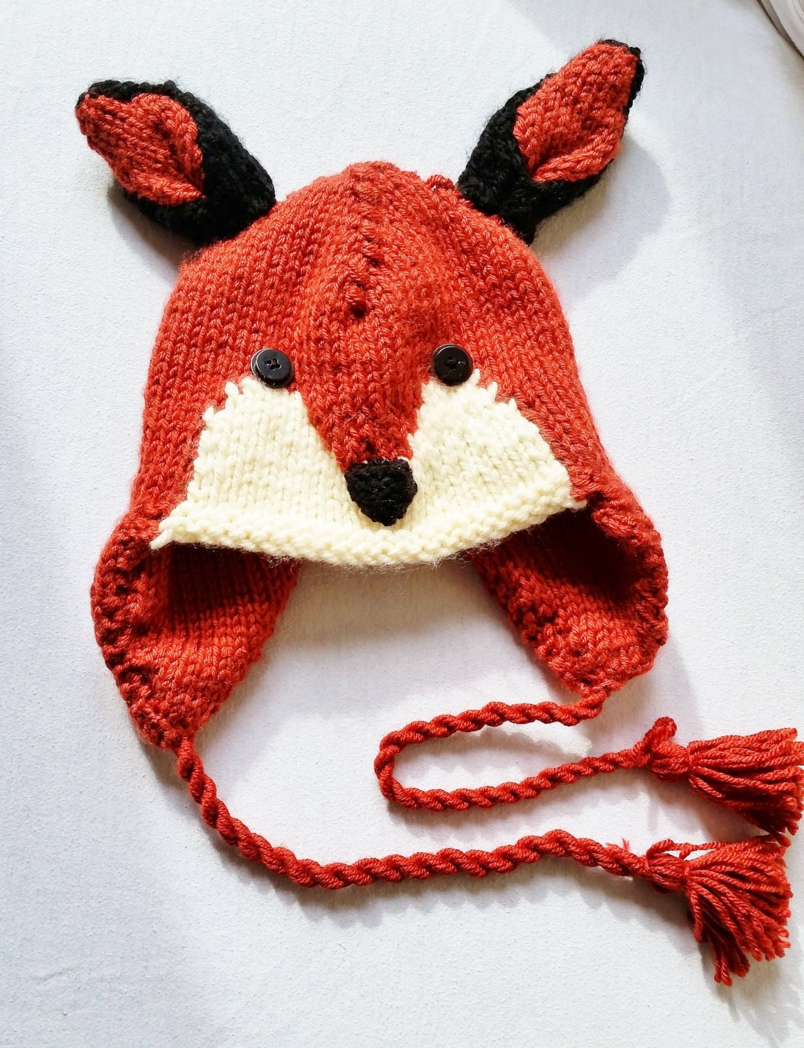 Hand Knit Red Fox Hat for Kids Fully Lined Winter Hat With Etsy