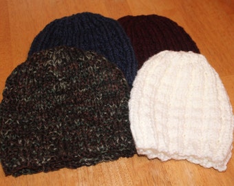 SALE 20% OFF - Hand knit Men's Winter hat, handmade to order, various colors, washable