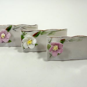 Floral Flower Place Card Holders Vintage Shafford Design Porcelain Place Settings Set of Six