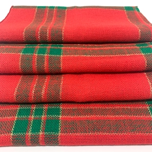 Red Green Woven Napkins Scandinavian Christmas Holiday Napkins Set of Four