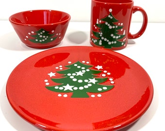 Waechtersbach  Open Stock Christmas Tree Pattern Dining Pieces Red Christmas Dinnerware