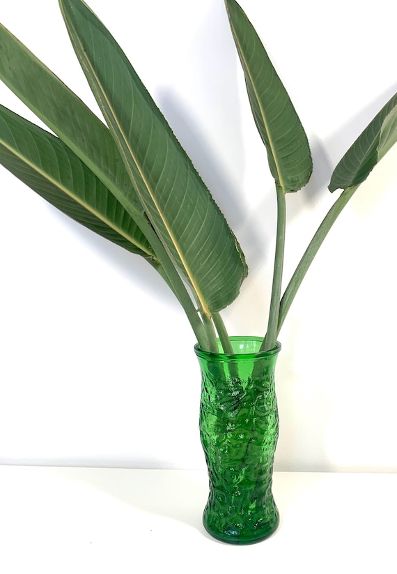 ミッドセンチュリー　ヴィンテージガラス　花瓶　オブジェ ミッドセンチュリーモダントール花瓶グリーンガラス花瓶ヴィンテージ