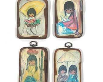 Vintage Ted DeGrazia Small Wooden Plaque Wall Hanging Choice of Print on Wood